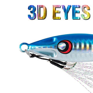 จิ๊กช้าโลหะสำหรับตกปลารุ่น 3D Eyes Luminous | เหยื่อตกปลาหนัก มีเสียงและแสงสว่าง | พร้อมตะขอช่วย หลากหลายสี