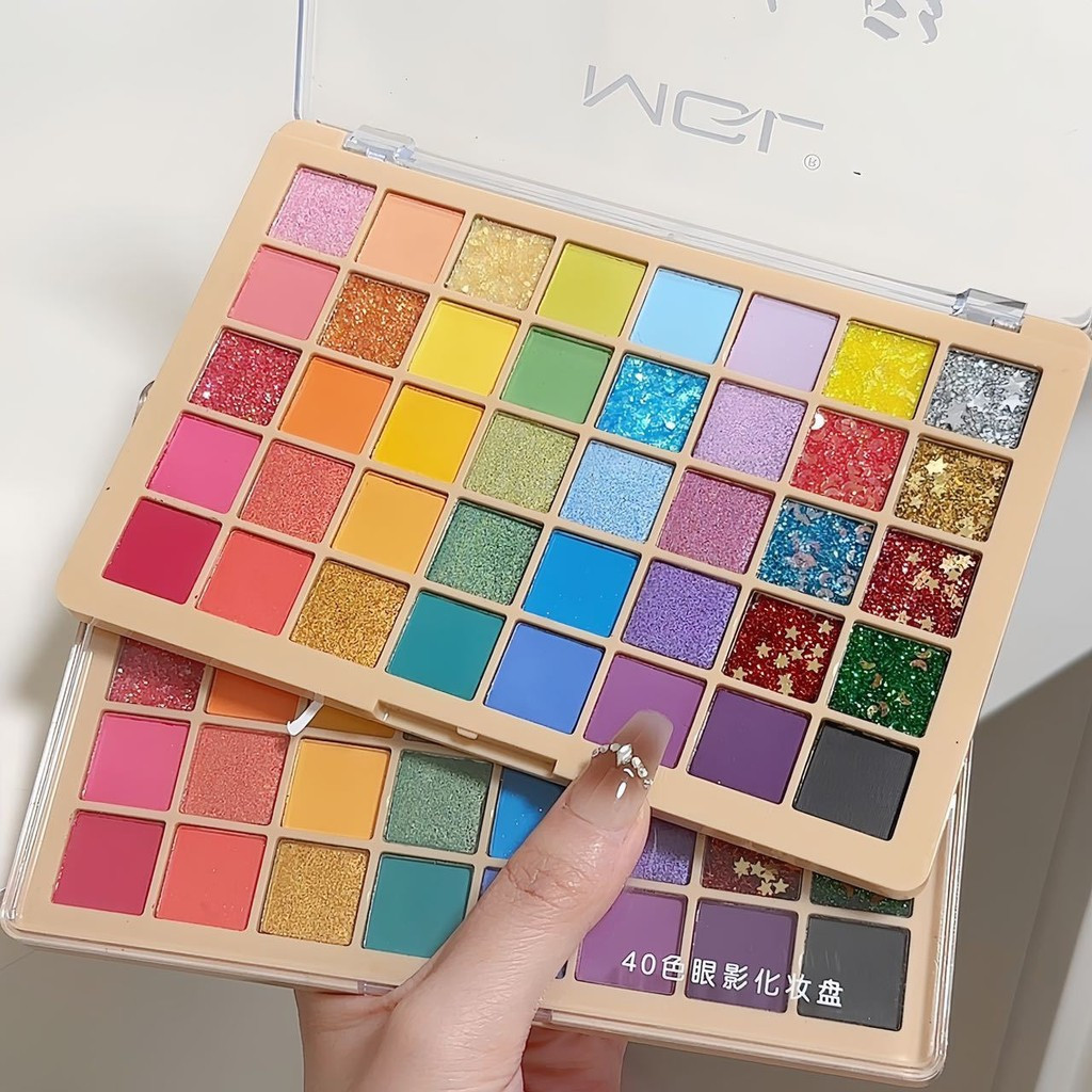 Oriental Selection#40Colorful Eyeshadow Palette Student Stage Makeup Pearlescent Sequins Glitter cos
