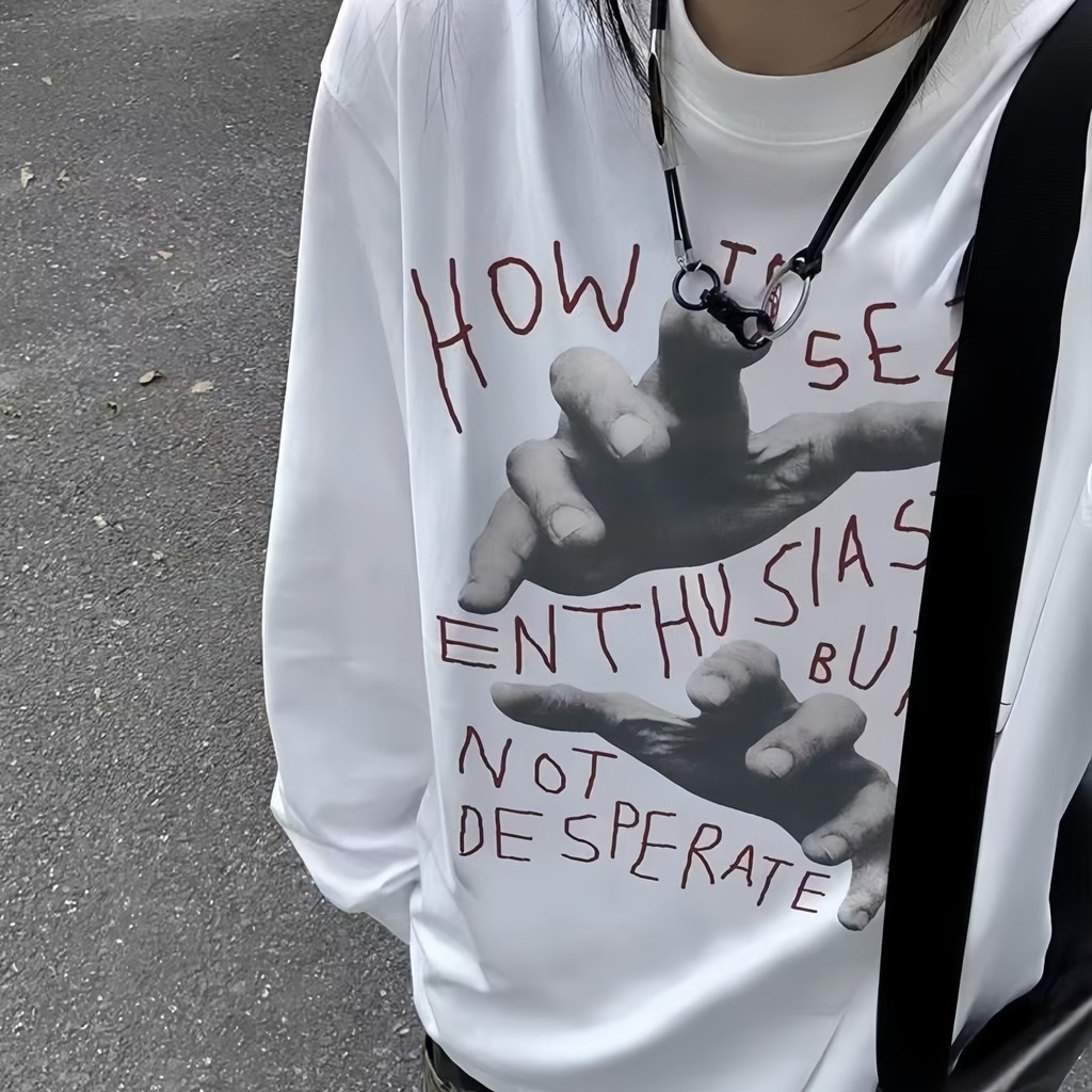 COD 2025 Elegant Trendy Popular Japanese Harajuku Lazy New Versatile Solona 210g Cuffed Long Sleeve 