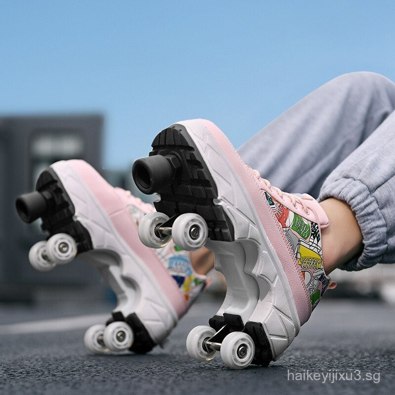Transformers Shoes3to6Four-Wheel Transforng Roller Shoes for Girls, Walking and Skating Shoes, Heely