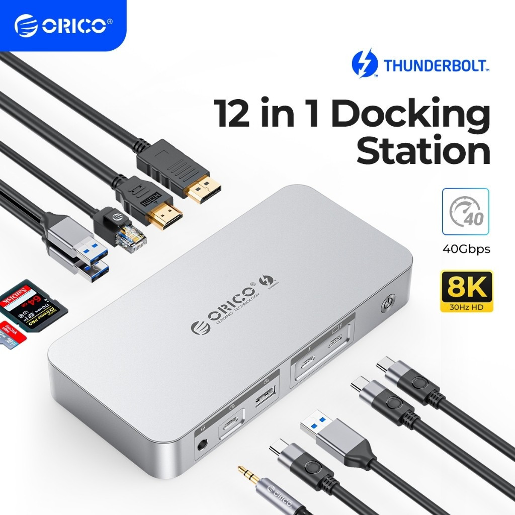 ORICO MacBook Thunderbolt 4 Docking Station Display USB C Hub HD Adapter 8K@30Hz Daisy ChainTB4HT99 