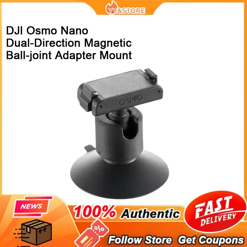 Bản gốc DJI Osmo Nano Dual‑Direction Magnetic Ball‑Joint Adapter Mount, gắn camera trên bề mặt phẳng, còn trong kho.