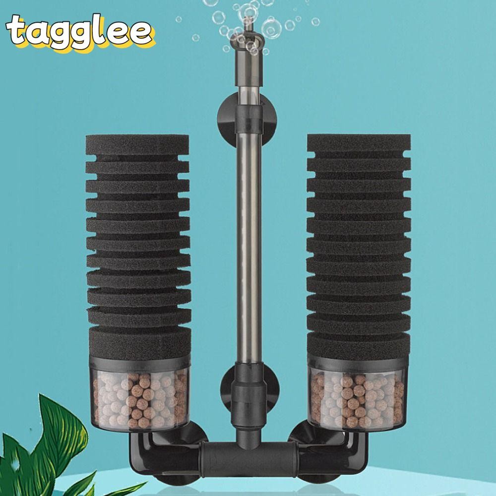 TAGGLEE กรองโฟมใต้น้ํา, สีดําไม่มีตัวกรองฟองน้ําเสียงรบกวน, อุปกรณ์ Double Head ดูดซับ Dirt Bio-sponger Bioสารเคมีฟองน้ํากรองออกซิเจน Supply