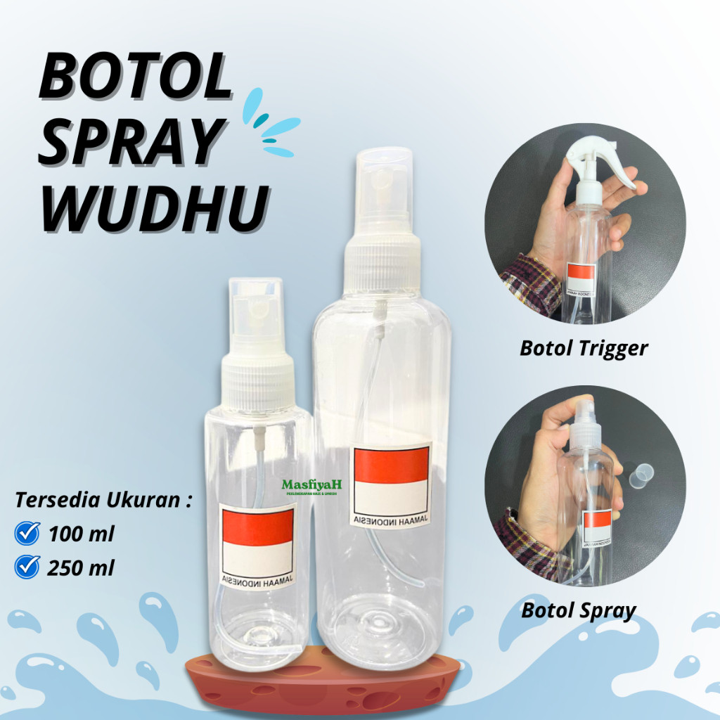 250ML AWULHU ขวดสเปรย์ 250ML TRIGGER ขวด 250GR สเปรย์ขวด BOTOIL WUDHU FLAG INDONESI HAJJ UMRAH EQUIP