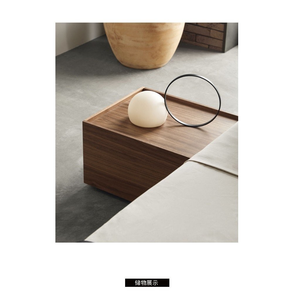 Nordic Retro Silent สไตล์โต๊ะข้างเตียงสไตล์ญี่ปุ่นวอลนัทต่ําสี Tatami โต๊ะข้างเตียงด้านข้างตาราง B &