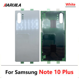 ฝาหลังแบตเตอรี่ด้านหลังกระจกประตูพร้อมกาวและเลนส์กล้องสําหรับ Samsung Galaxy Note 10 Plus Lite