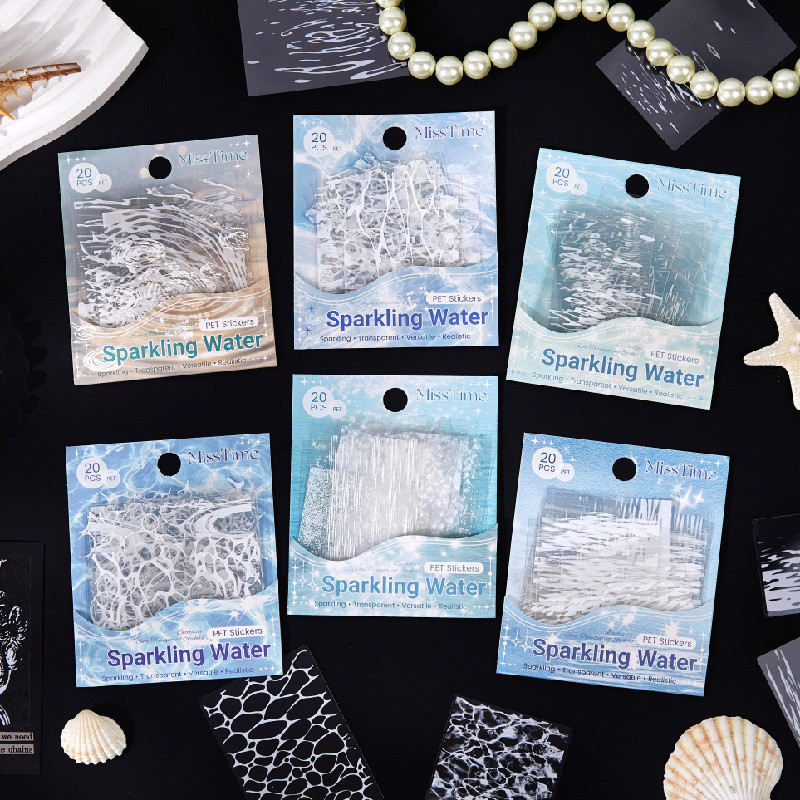 WEI 20 ชิ้น [Sparkling Ripples Series] วัสดุ PET ระลอกน้ํา Falling Rain Moonlight Ripples วัสดุตกแต่