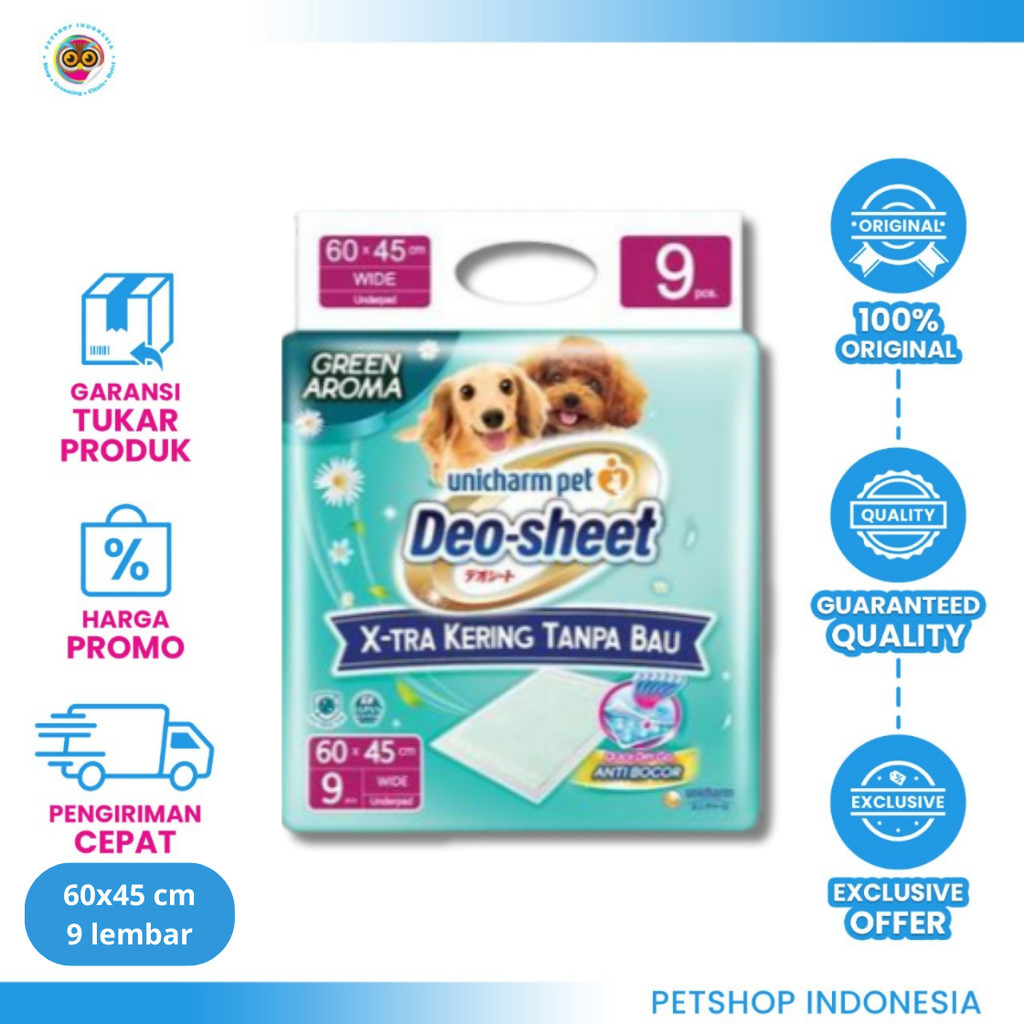 Deo Sheet Wide W9 Green Aroma - Underpad ป้องกันกลิ่นสุนัข