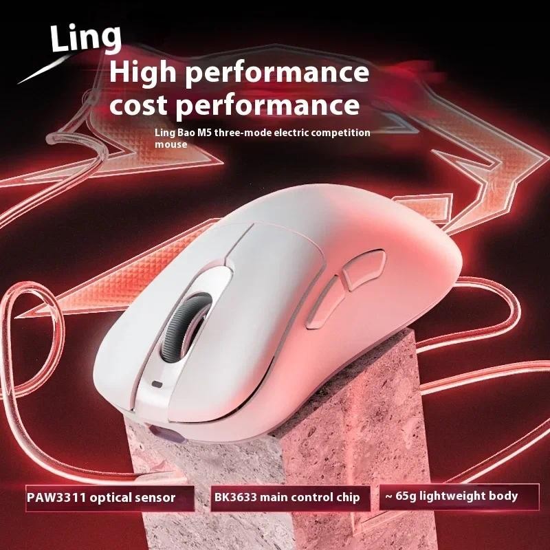LINGBAO M5 PRO Max Esports Mouse Three Mode Wired/Wireless Bluetooth 2.4G Ergonomics Lightweight PAW