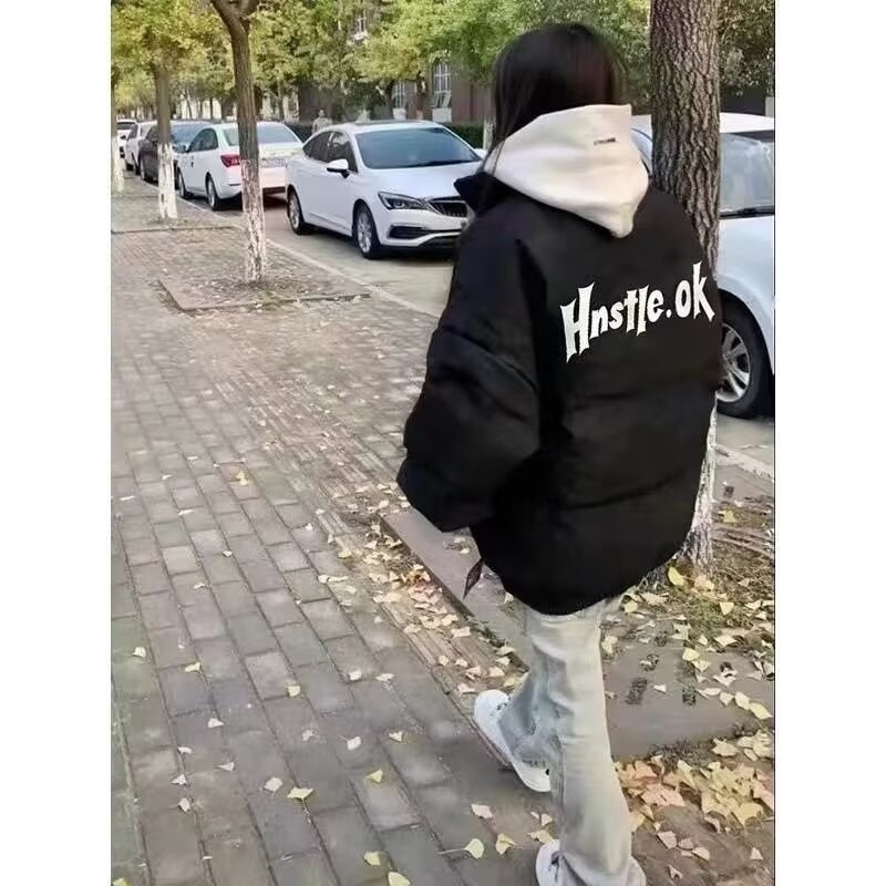 2025 NEW American High Street Stand Collar Warm Cotton Jacket for Women 2024 Winter Loose Design Thi