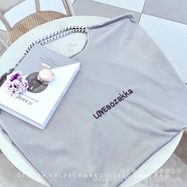 กระเป๋าปัก kappa bkk กระเป๋าผ้าขนแกะลายปักลาย Lisi สไตล์ญี่ปุ่นแบบเรียบง่ายกระเป๋าเป้สะพายไหล่สะพายข