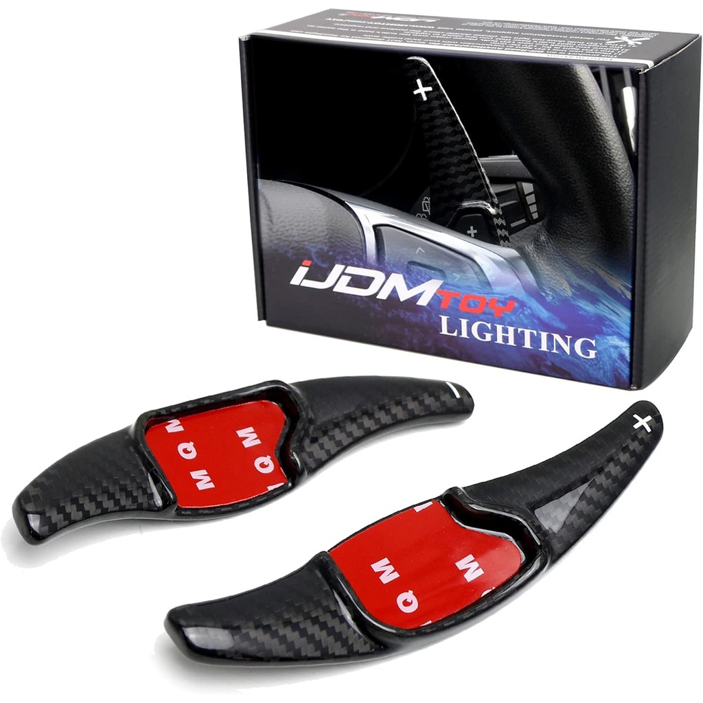 IJDMTOY สีดําคาร์บอนไฟเบอร์แท้ขนาดใหญ่ Paddle Extensions ใช้งานร่วมกับ Ford 2013-2020 Gen2 Fusion, 2