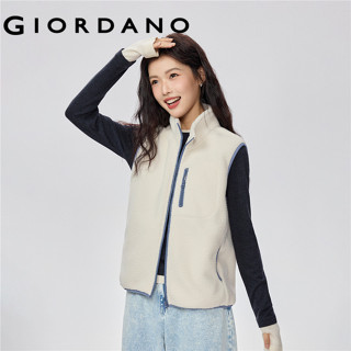 GIORDANO WOMEN Berber fleece stand collar multi-pocket vest …