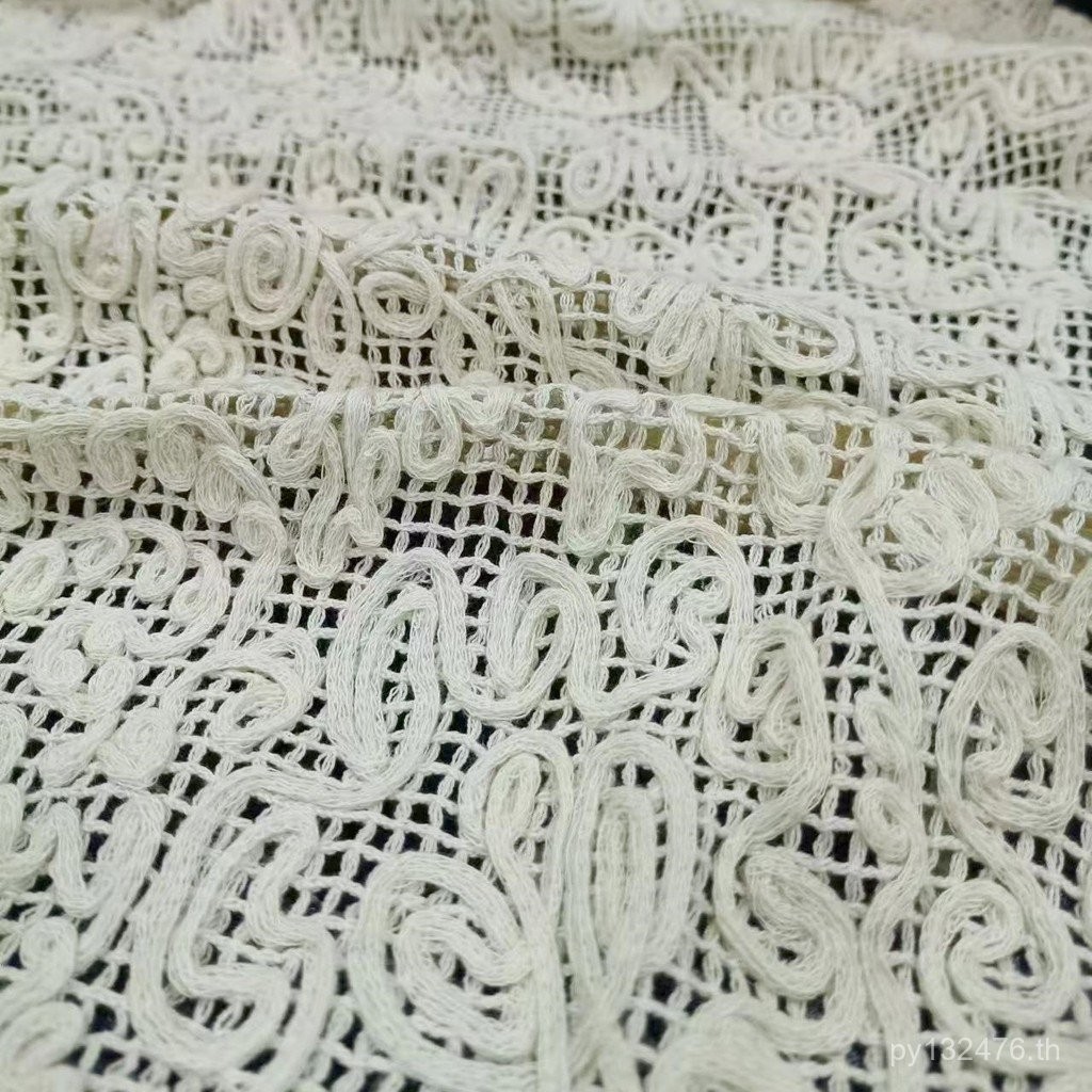 เชือกฝ้ายปักลูกไม้ 110ซม. สำหรับเสื้อผ้า ถาดปักลายลูกไม้พร้อมผ้าละลายน้ำ RFZ7