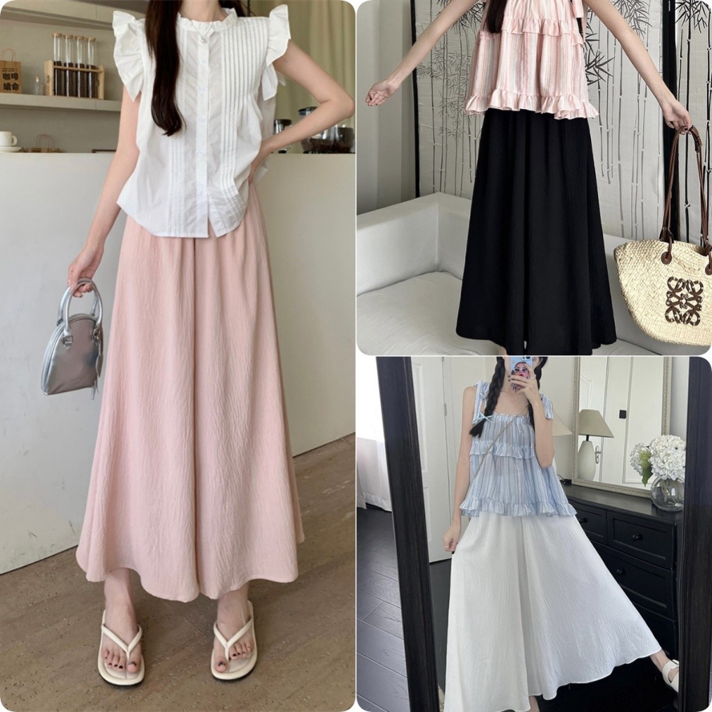 Bella Shop  ลำลองกางเกงขากว้างลําลองทรงหลวมสําหรับผู้หญิง