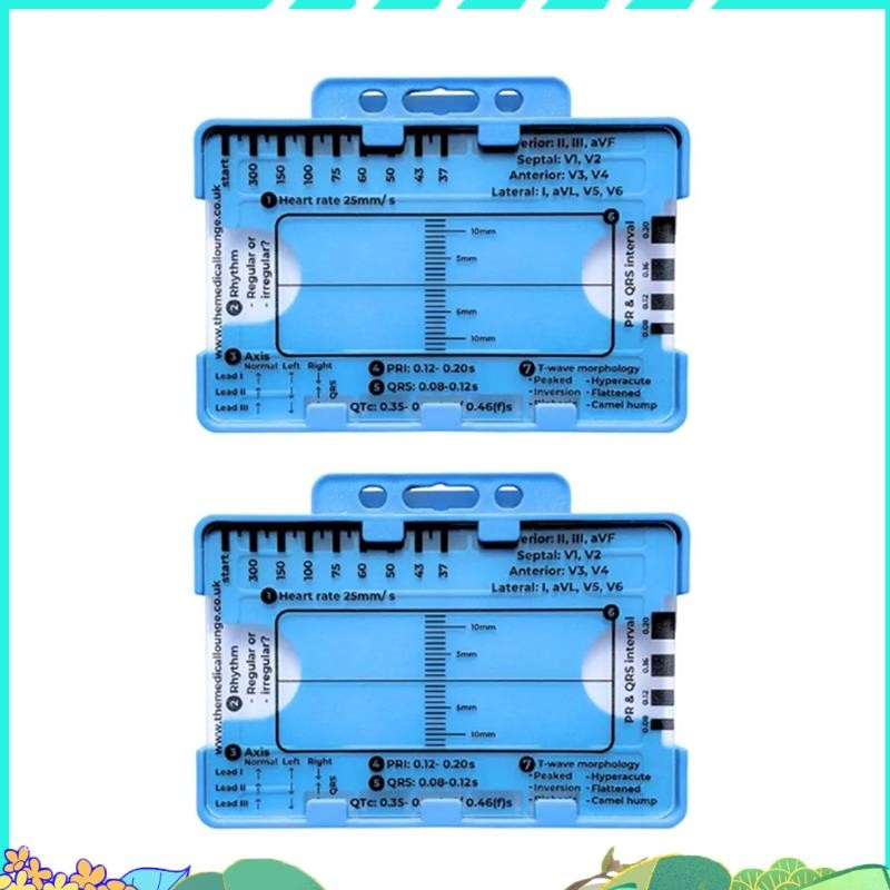 2PCS ECG 7 Step ไม้บรรทัด ECG 7 ขั้นตอนไม้บรรทัดสําหรับ ECG 7 Step ไม้บรรทัด ECG, แบบพกพา ECG Assess