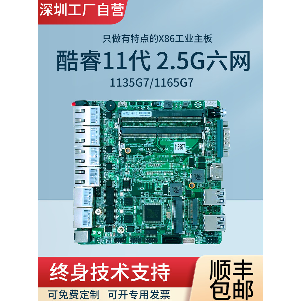 Core 11th Generation i5 1135G7/i7 1165G7 เมนบอร์ดควบคุมอุตสาหกรรม NANO คอมพิวเตอร์อุตสาหกรรมหลายพอร์