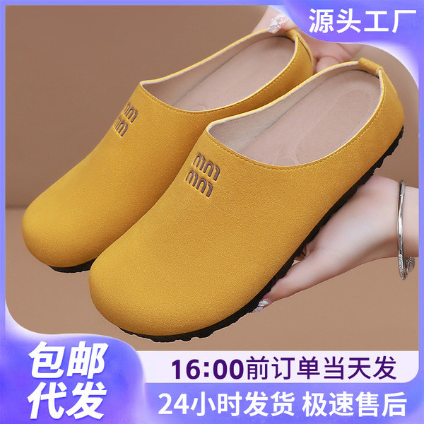 รองเท้าบูเก้น bikenstock รองเท้าแตะ Unisex รองเท้าผู้หญิงรองเท้าฤดูใบไม้ร่วง Birkenstock ครึ่งรองเท้