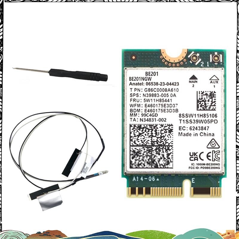 Super BE201 WIFI7 การ์ด 8774Mbps Tri-Band BT5.4 7 โมดูลการ์ดไร้สาย M.2 Cnvio3 สําหรับ Win10/11 64-Bi