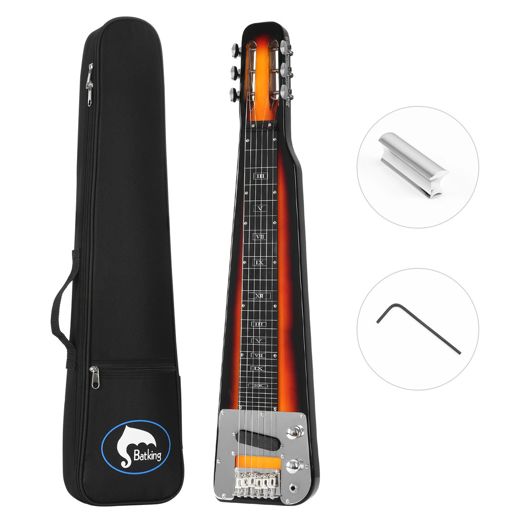 กีตาร์เหล็ก Lap, กีตาร์สไลด์ไฟฟ้า , String Slotted Headstock Steel Guiter พร้อม Gigbag &slide Bar