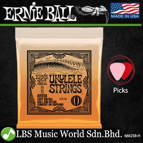 Ernie Ball 2329 2326 ไนลอนใสและสีดําไนลอน Ball End Concert หรือ Soprano Ukulele String