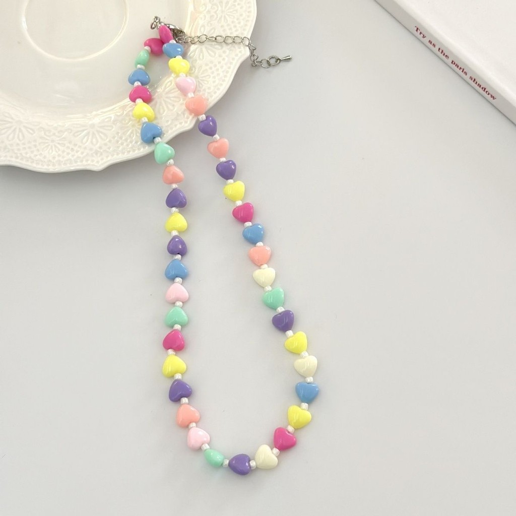 สร้อยคอรักลูกปัดหรูหราหรูหรา สร้อยคอรักลูกปัดสีลูกกวาด ins ขนาดเล็ก sgh88988.my20251009