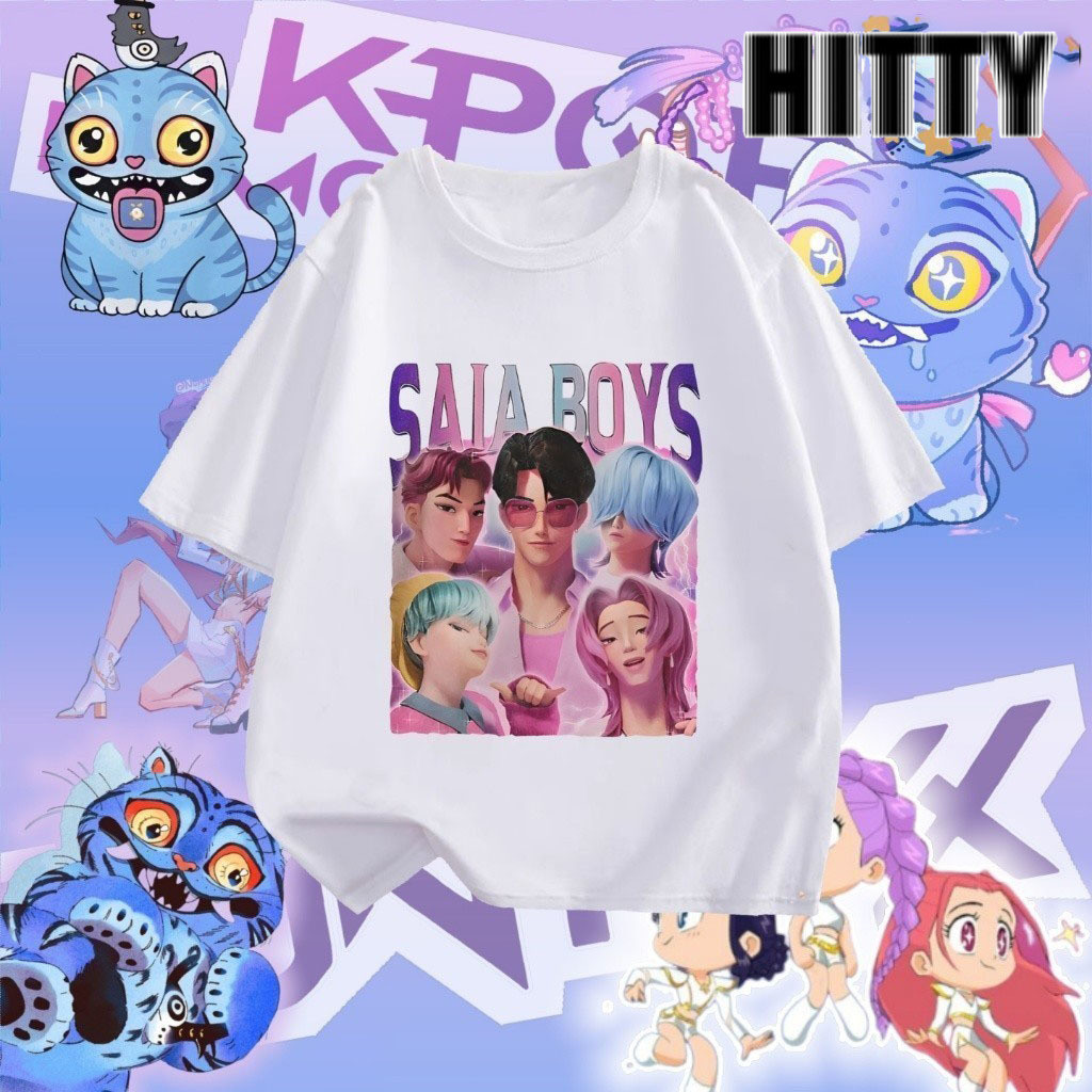 HITTY Baju Kpop Demon Hunters ใหม่แฟชั่น Kpop Demon Hunters การพิมพ์สําหรับชายและหญิงคอรอบติดตั้งผ้า