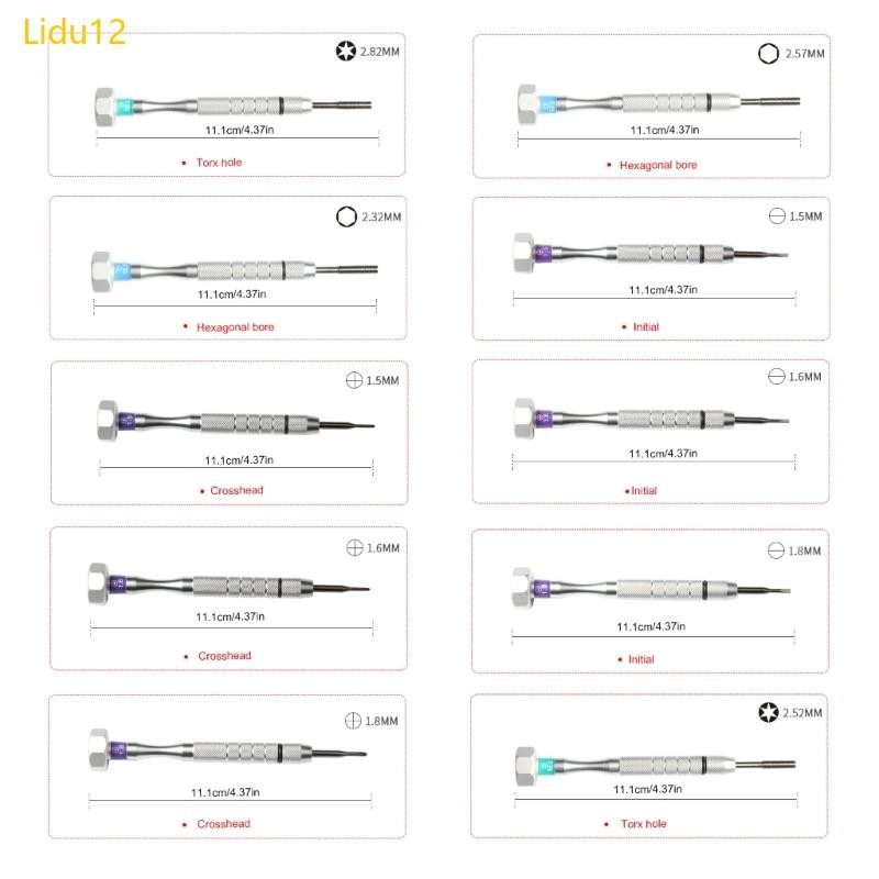 Lidu12 นาฬิกาโทรศัพท์ซ่อมแว่นตาไขควงสําหรับกรอบแท็บเล็ตโทรศัพท์นาฬิกาแว่นตากันแดดและความแม่นยํา Inst
