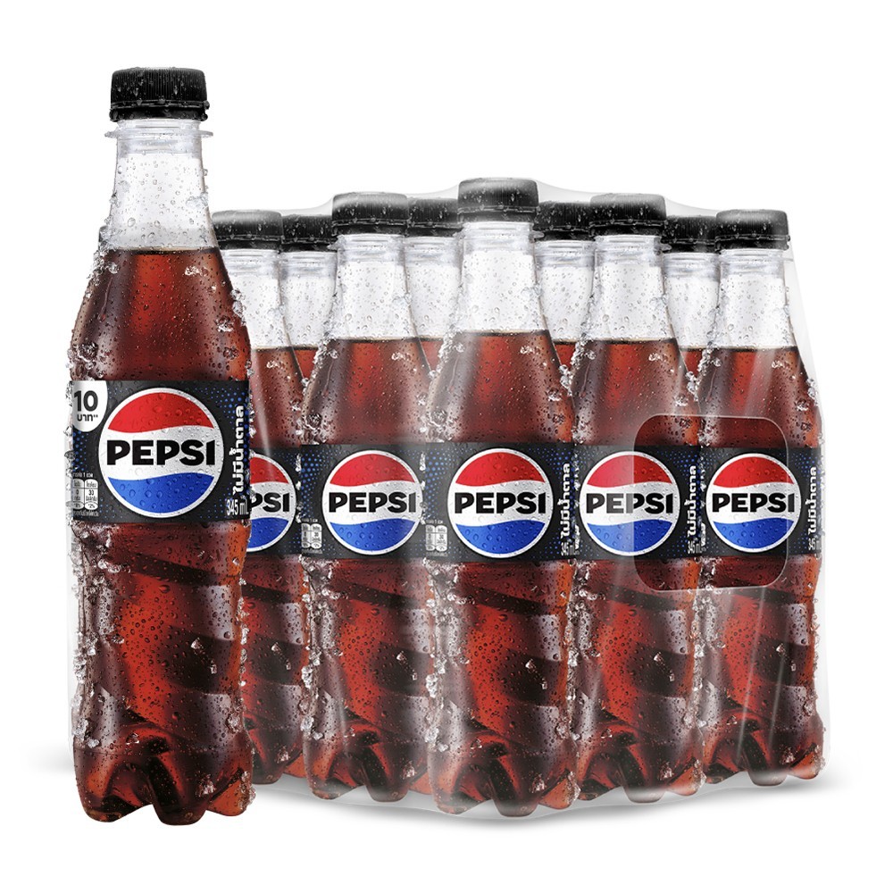 เป๊ปซี่ น้ำอัดลม ไม่มีน้ำตาล 345 มล. x 12 (PEPSI Soft Drink No Sugar 345 ml x 12)