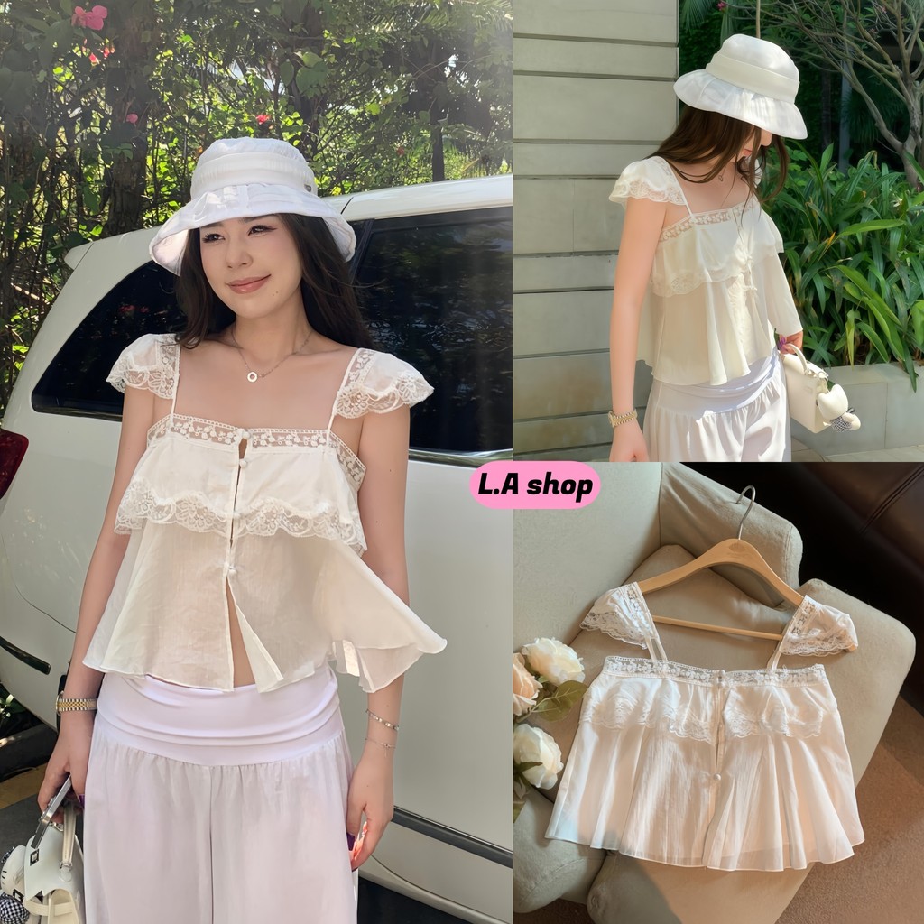 L.A Shop สีขาว เสื้อยืดผู้หญิง เสื้อสายเดี่ยวสีขาว สไตล์เกาหลี มินิมอลผ้านุ่มทิ้งตัว "FY2946"