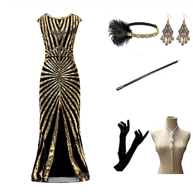 1920S Gatesby ชุด Retro Sequined Fishtail Dress ชุดราตรีชุดราตรีชุดราตรี