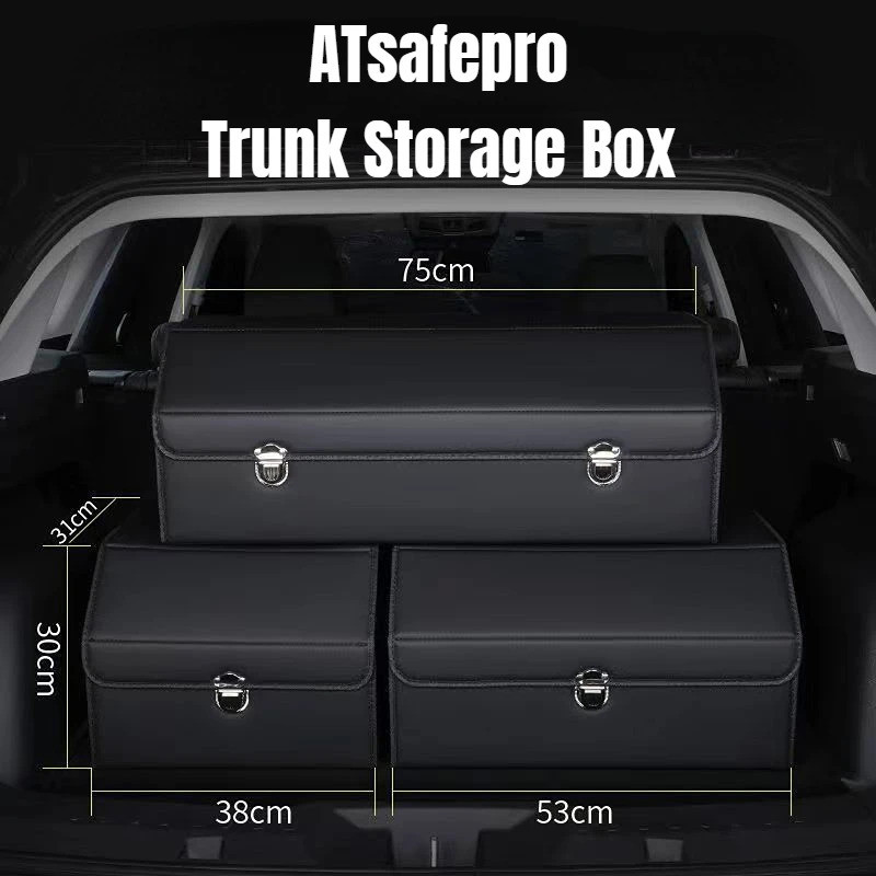 ATsafepro 65L Organizer สําหรับ Trunk Box Storage และทําความสะอาดรถอุปกรณ์เสริมภายในอุปกรณ์สําหรับรถ