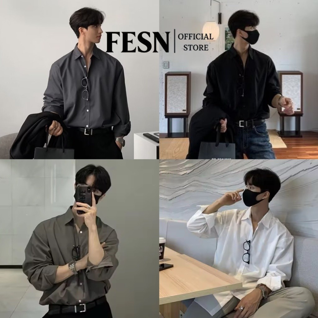 เสื้อเชิ้ตคอเหลี่ยมแขนยาวมาตรฐานชายบางตรงทั้งหมดเข้าได้กับเสื้อเชิ้ตยอดนิยมของเยาวชนรุ่นใหม่