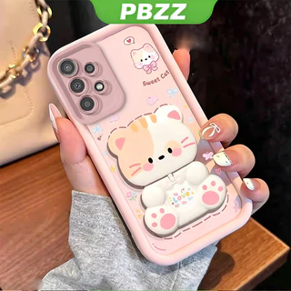 SAMSUNG เคสสําหรับSAMSUNG A13 5G A13 4G A32 4G A32 5G a23 5Gเคสโทรศัพท์Softcaseกันกระแทกออกแบบใหม่ความงามพร้อมตัวยึด 360° กระจกแต่งหน้า แมวน่ารัก สําหรับเด็กผู้หญิง JTXMMZJ