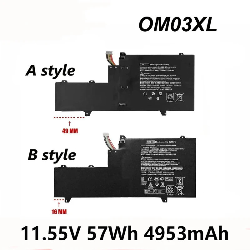 OM03XL HSTNN-IB7O 11.55V 57Wh แบตเตอรี่แล็ปท็อปสําหรับ HP Elitebook x360 1030 G2-Y8Q67EA G2-Y8Q89EA 