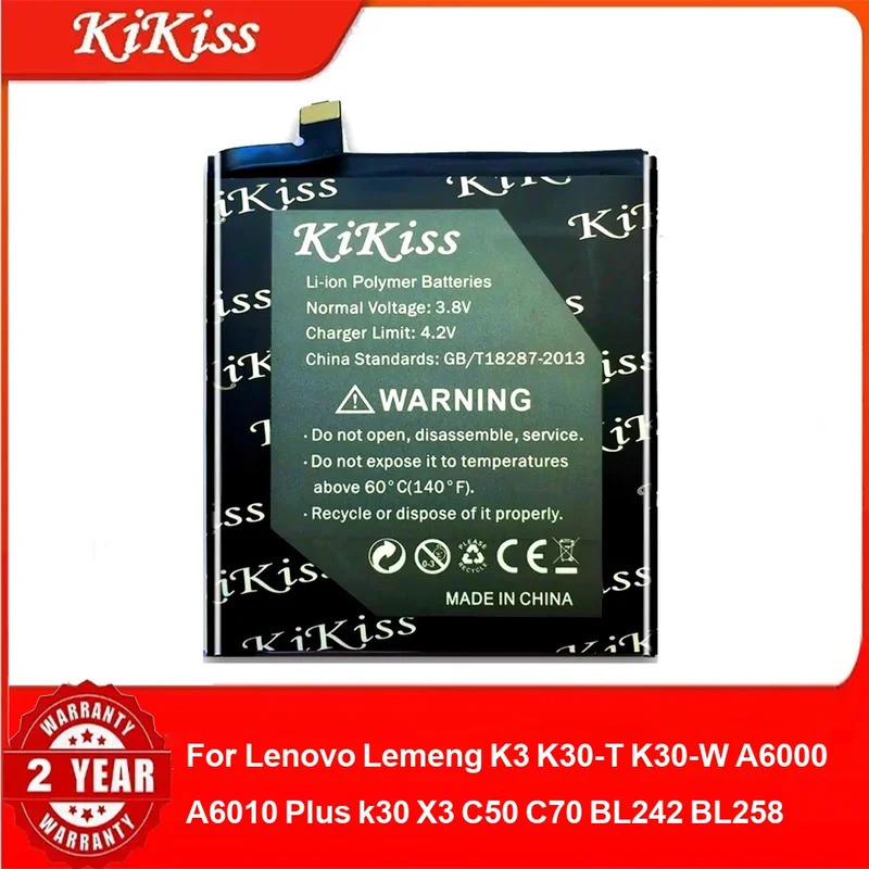 แบตเตอรี่สําหรับ Lenovo Lemeng K3 K30-T K30-W A6000 A6010 Plus k30 X3 C50 C70 BL242 BL258