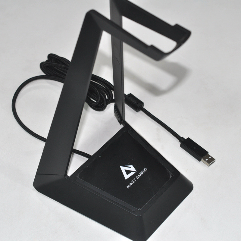 Aukey Aukey ขาตั้งชุดหูฟังเกมขาตั้งจอแสดงผลพร้อมแสงบรรยากาศ RGB USB HUB