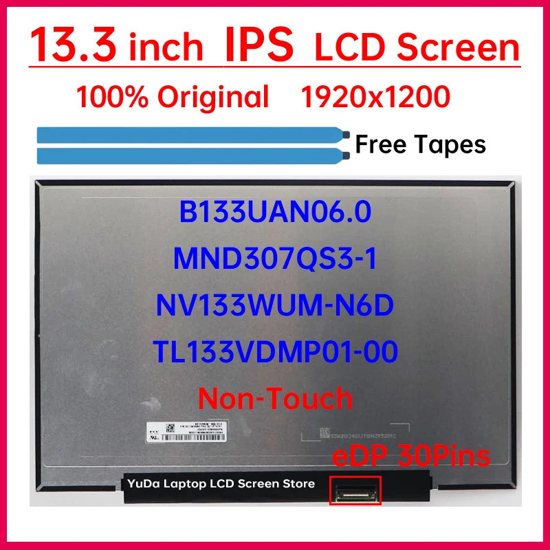 13.3 นิ้วหน้าจอ LCD NV133WUM-N6D B133UAN06.0 TL133VDMP01-00 MND307QS3-1 สําหรับ Lenovo ThinkPad X13 