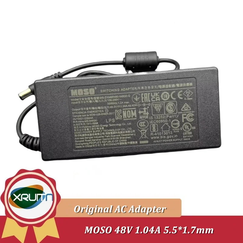 อะแดปเตอร์ AC ของแท้สําหรับ Hikvision POE แหล่งจ่ายไฟ MOSO 48V 1.04A Charger MS-Z1040R480-048G0-Q MS