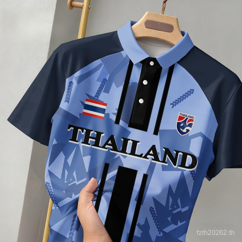 วอริกซ์ เสื้อโปโลผู้ชายแขนสั้นของแท้ประเทศไทยธงพิมพ์ หลากสี ลําลองด้านบนเสื้อกีฬาระบายอากาศกลางแจ้ง