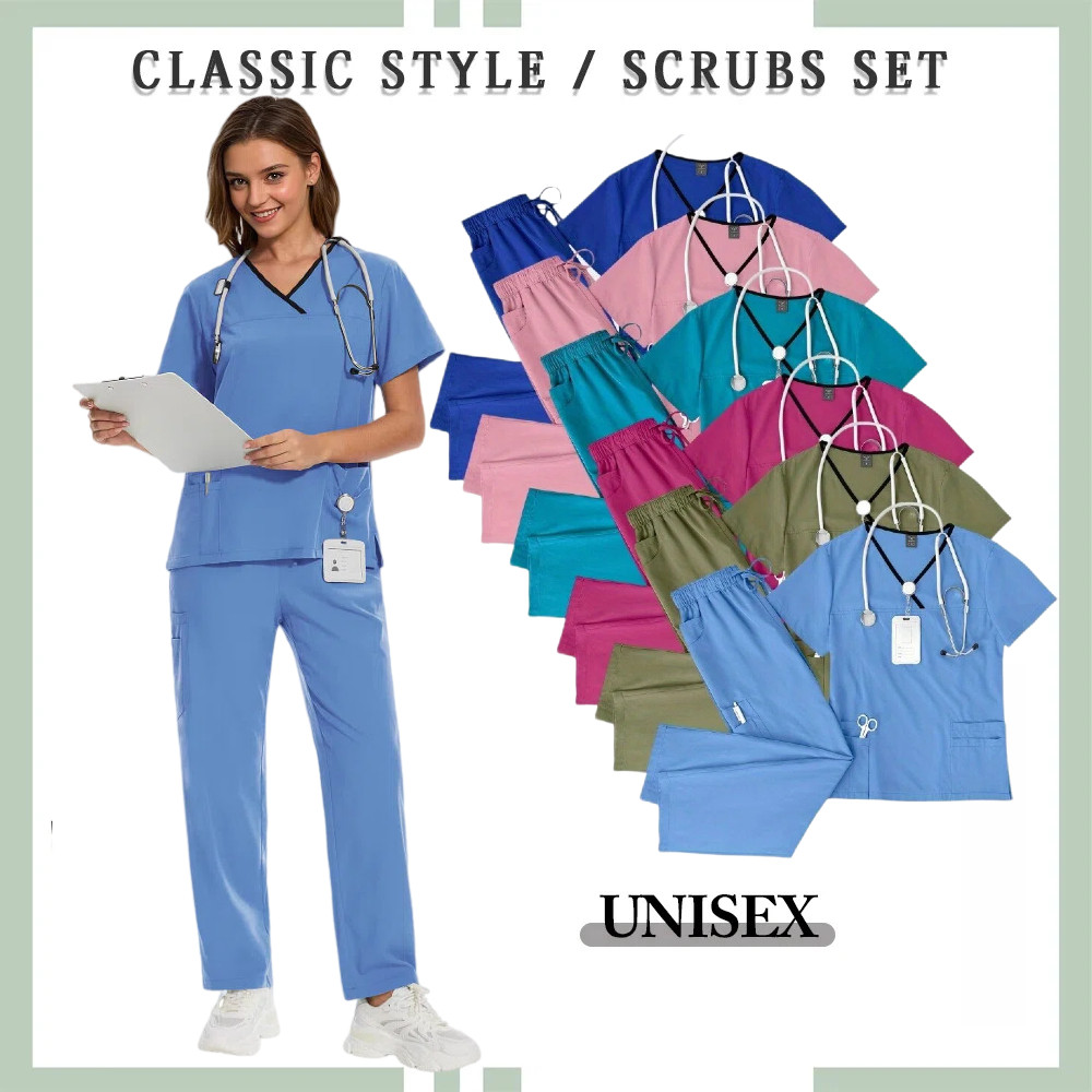 Thin Quick-drying Nursing Home Uniform ชุดทํางานหญิงชุดสปาร้านเสริมสวย Short-slee