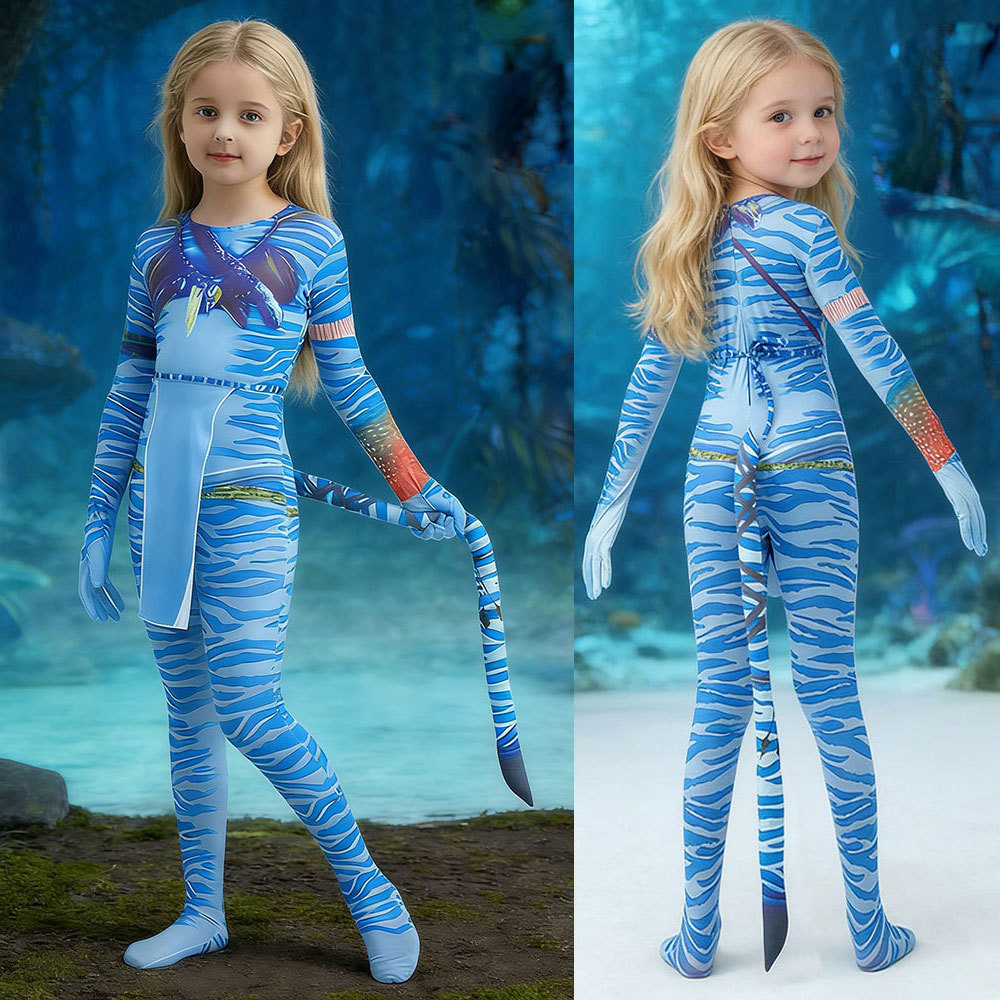 Avatar 3 Fire and Ashes Avatar3 Way of Water เด็กผู้หญิงชุดบอดี้สูท cos เครื่องแต่งกายประสิทธิภาพ