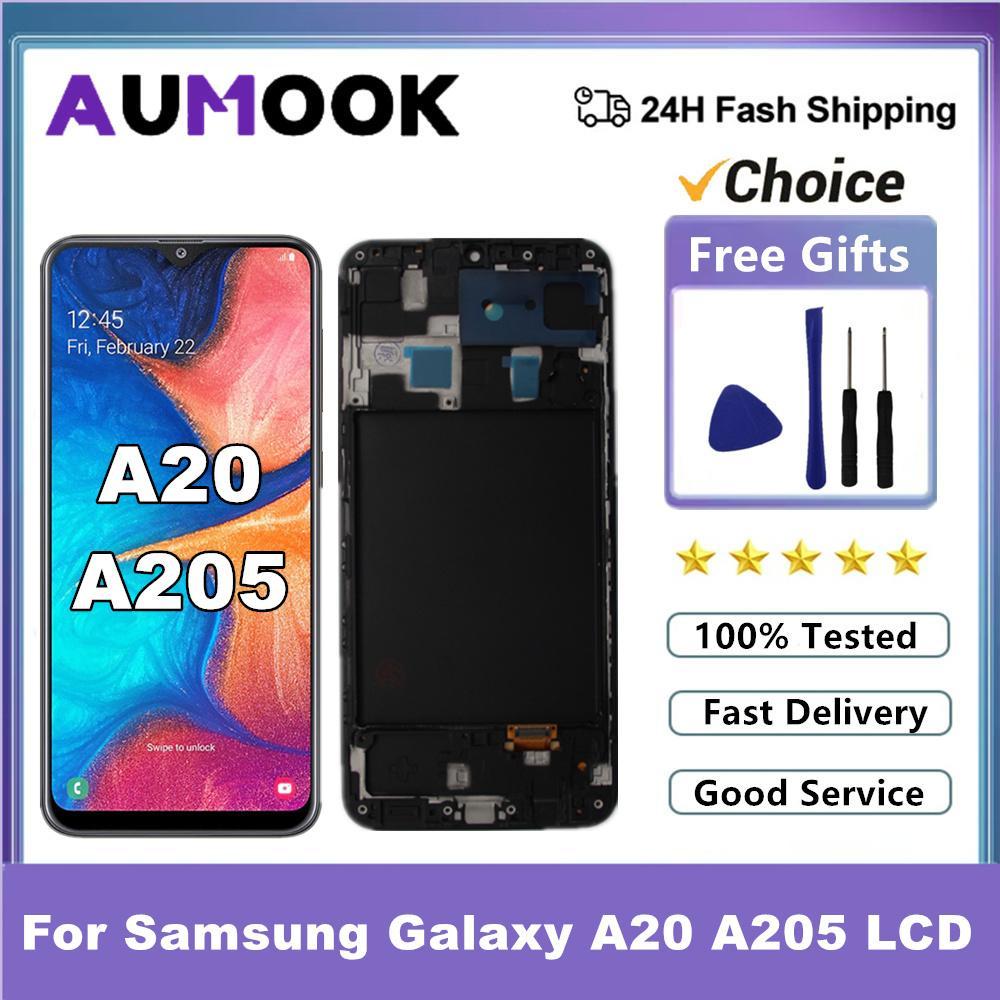 A20 AMOLED LCD สําหรับ Samsung Galaxy A20 A205 จอแสดงผล LCD Touch Screen Digitizer สําหรับ Samsung A