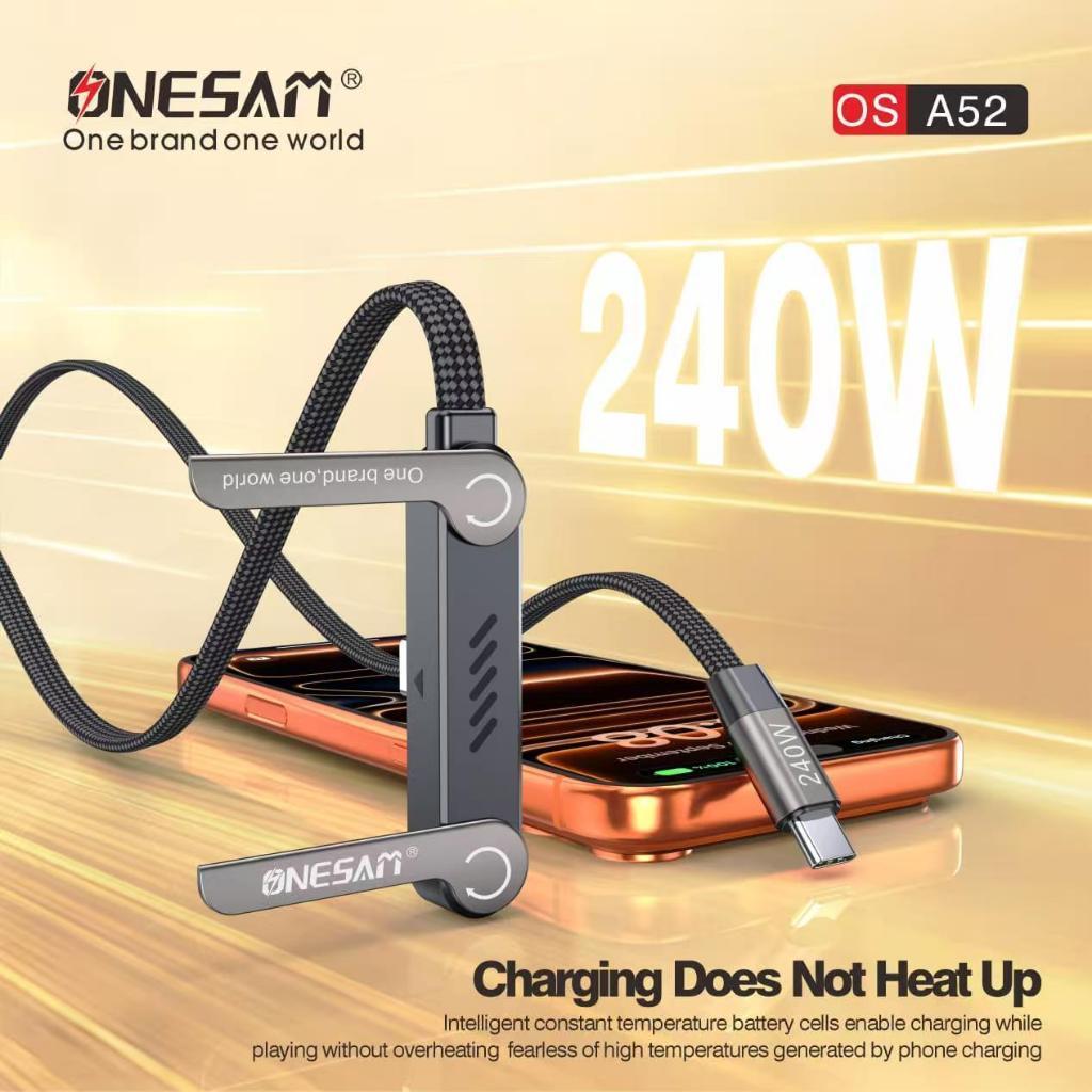 [ Shopcom ] ONESAM OS-A52 240W PD USB Data Cable / 240W ชาร์จเร็วสุด / ที่วางโทรศัพท์แบบพับได้