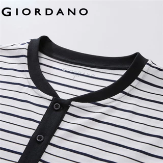 GIORDANO (Online Exclusive) เสื้อยืดผู้ชาย Men's Striped Henley Neck Tee 13026223