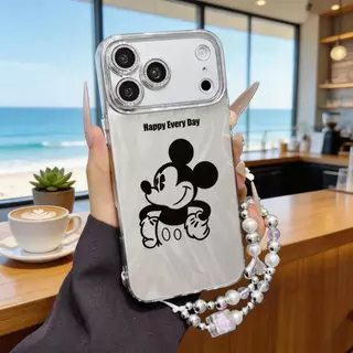 เคสไอโฟน ป้องกันเลนส์ ลายมิกกี้เมาส์ มีขาตั้ง แถมสร้อยมุก สำหรับไอโฟน iPhone 11 13 15 17 Pro Max พร้อมส่งLRYSJK41