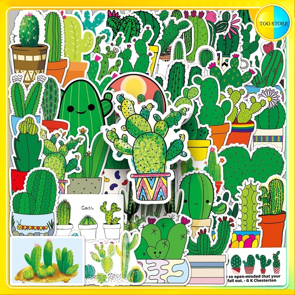 🚚พร้อมส่ง🚚 50แบบ ต้นกระบองเพชร การ์ตูน cactus plant cartoon sticker