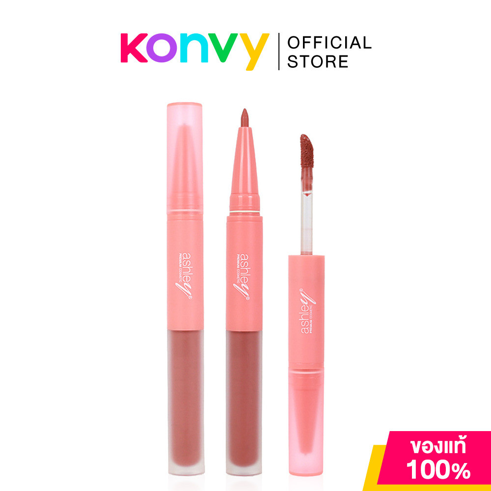 Ashley 2 In 1 Lip Liner & Lip Gloss 0.22g + 1.8g #01 Peony แอชลี่ย์ ลิปไลเนอร์ & ลิปกลอส.