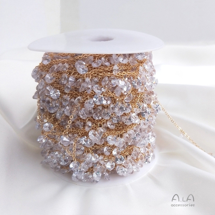 14K Gold-Covered สี-Preserve แขวนโซ่เพชรกระพริบ diy Handmade สร้อยข้อมือสร้อยคอเครื่องประดับ O-Shape