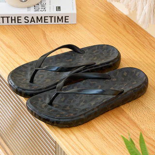 เสือดาวพิมพ์สุภาพสตรี Flip-Flops รองเท้าแตะรองเท้าแตะในร่ม